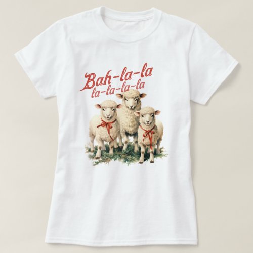 Bah La La Cute Retro Christmas Sheep T_Shirt