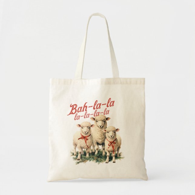 Bah La La Cute Retro Christmas Sheep Tote Bag (Front)