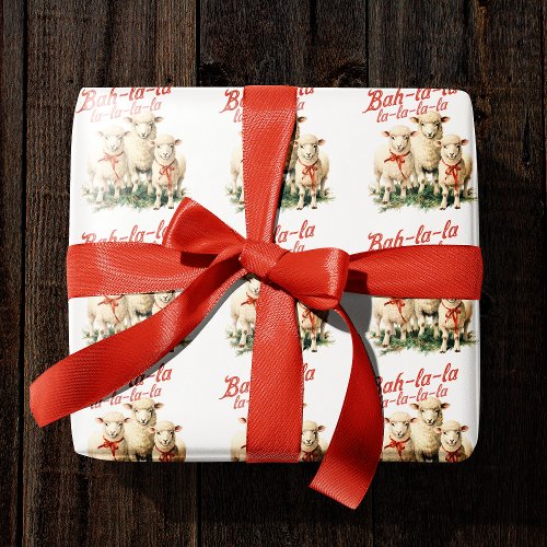 Bah La La Cute Retro Christmas Sheep Wrapping Paper