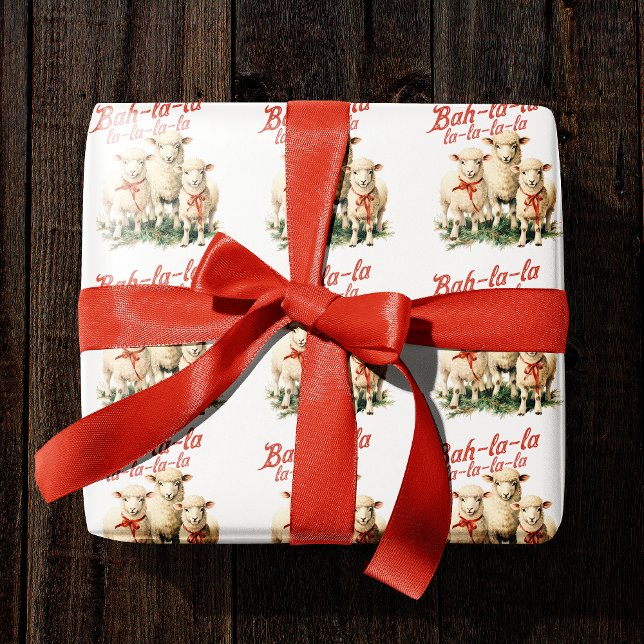 Bah La La Cute Retro Christmas Sheep Wrapping Paper (Creator Uploaded)