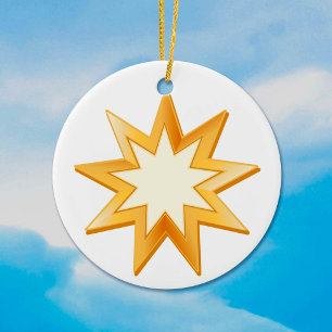 Baha'i Faith, Gold Symbol Ceramic Ornament