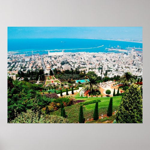 Bahai Gardens above Haifa above Mt Carmel poster