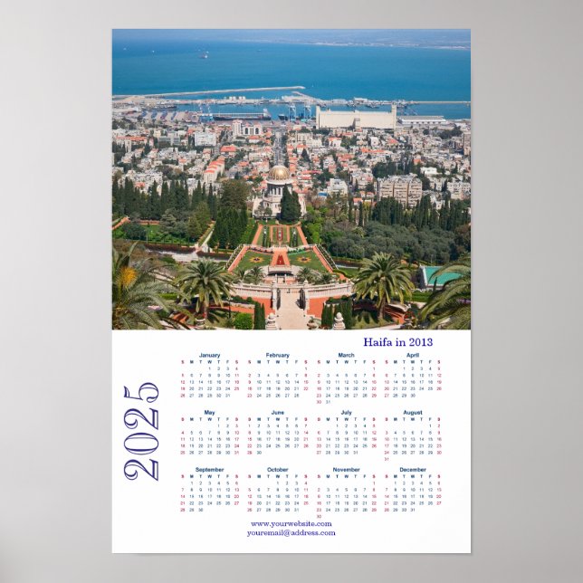 Bahá'í Gardens, Haifa in 2013 , Israel  Poster (Front)