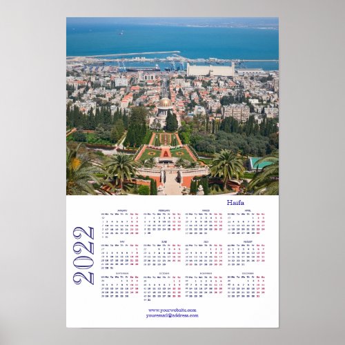 Bah Gardens Haifa Israel Calendar 2022 Poster