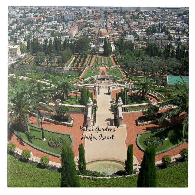 Bahai Gardens in Haifa, Israel Ceramic Tile (Front)