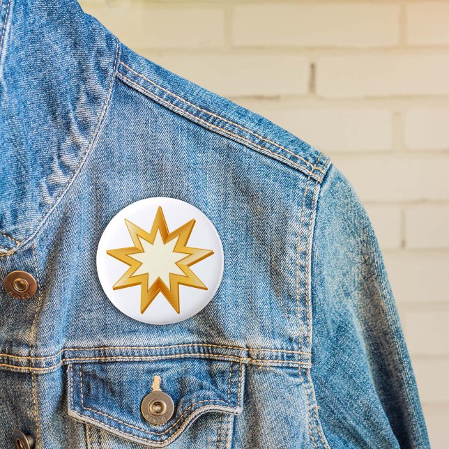Baha'i  pinback button (Peace.  Nine pointed star, symbol of the Baha’i faith in gold..)
