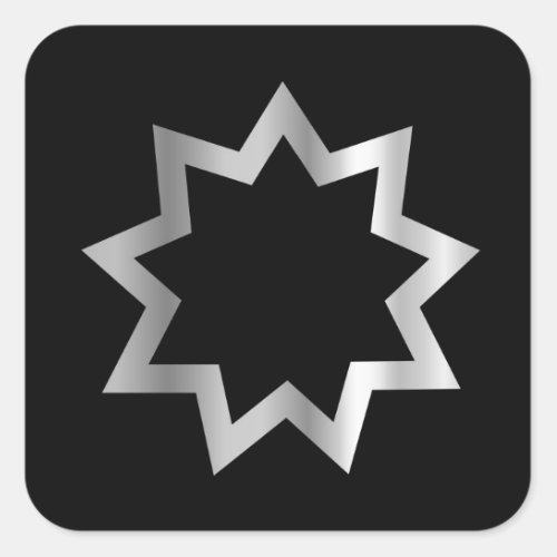 Bahai religion Symbol Nine pointed star Square Sticker