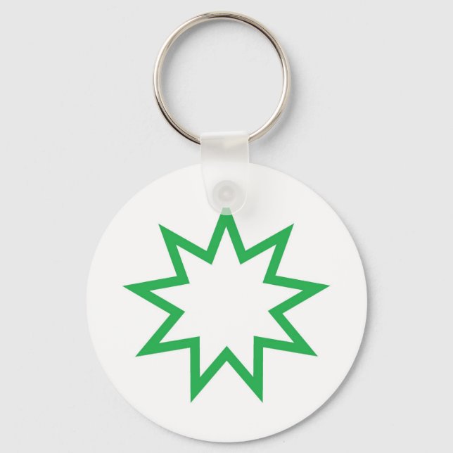 Bahai star green keychain (Front)