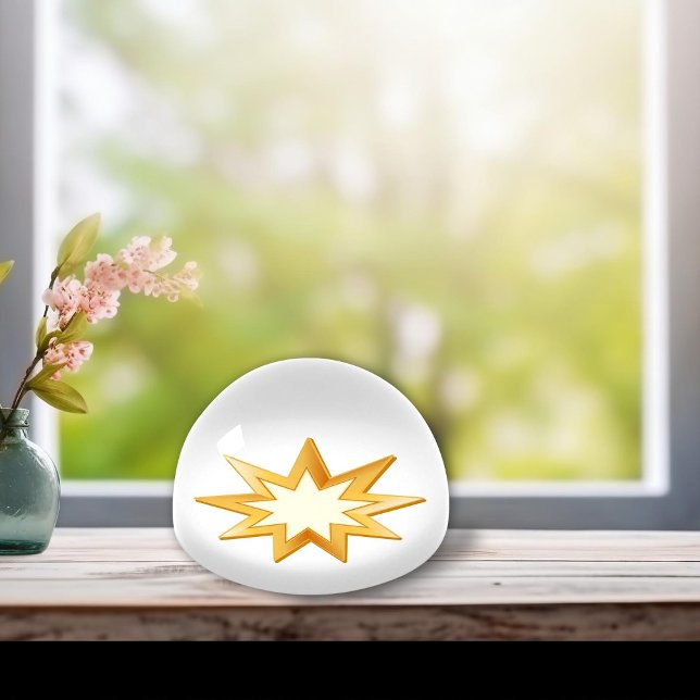 Baha'i Symbol Paperweight (A lovely gift. Nine pointed star, symbol of the Baha’i faith in gold. Peace.)