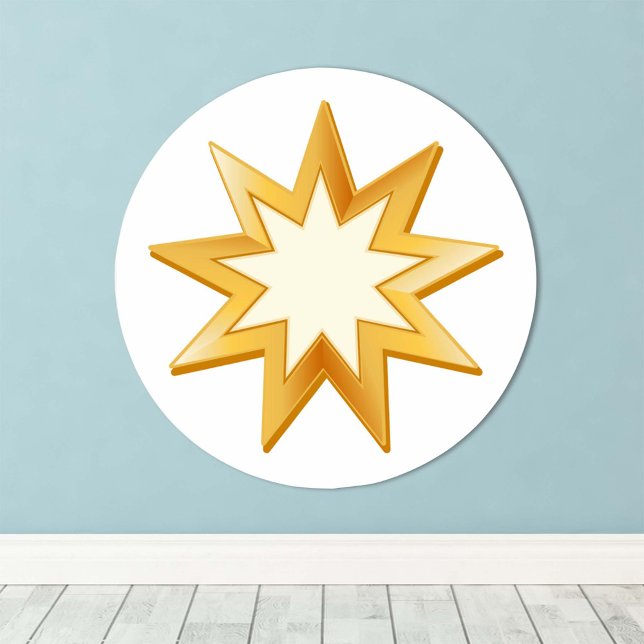 Baha'i  wall sticker (Gold nine pointed star. Symbol of the Baha’i faith. )