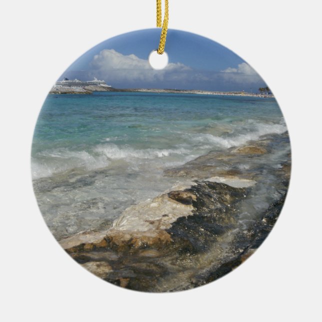 Bahama Beach Ceramic Ornament (Front)