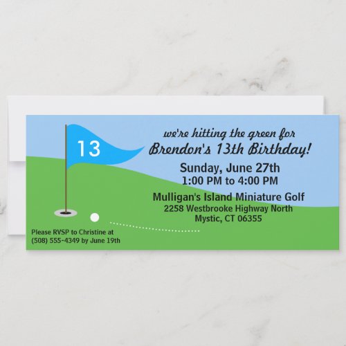 Bahama Blue Hit the Green Golf Birthday Party Invitation