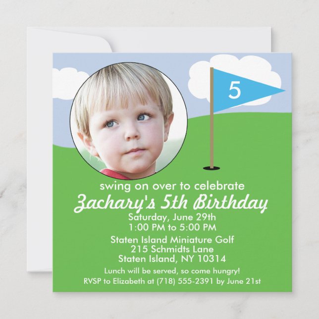 Bahama Blue Hole in One Photo Mini Golf Party Invitation (Front)