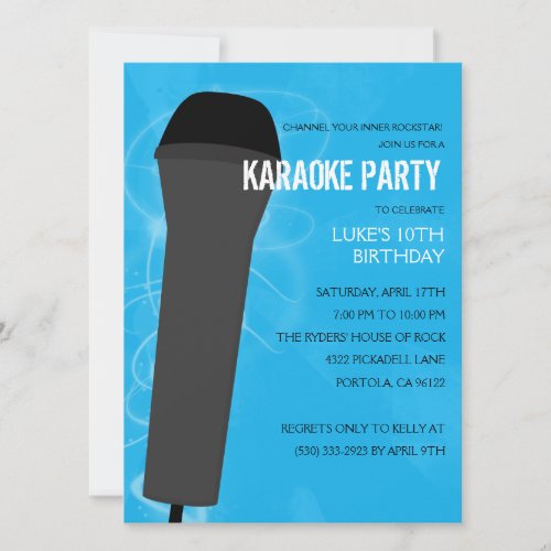Bahama Blue Rock Out Karaoke Birthday Party Invitation