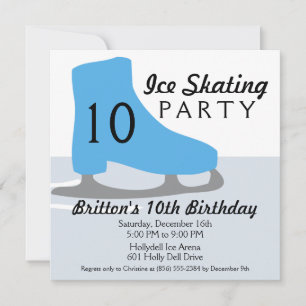 Bahama Blue Skate Date Ice Skating Birthday Party Invitation