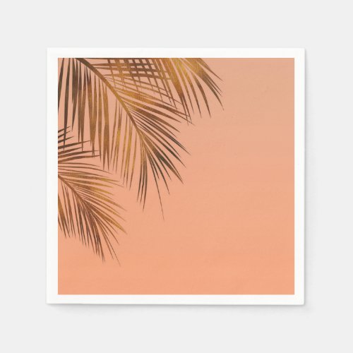 Bahama Breeze Bronze Palm Coral Peach Wedding Napkins