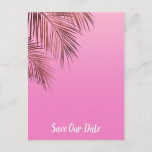 Bahama Breeze Copper Palm Pink Save The Date Announcement Postcard