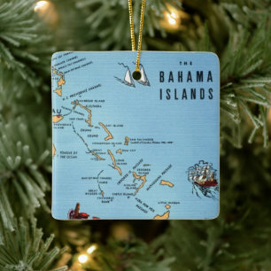 Bahama Islands Map Ceramic Ornament