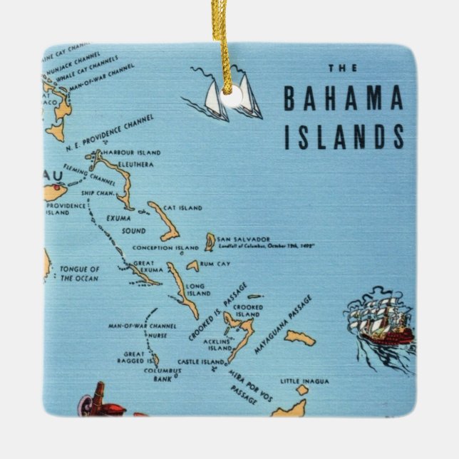 Bahama Islands Map Ceramic Ornament (Front)