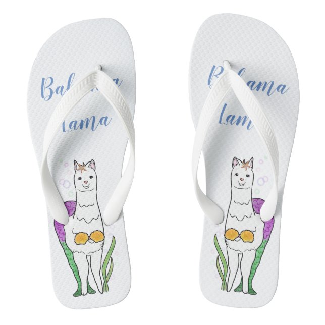 Bahama Llama Mermaid Flip Flops (Footbed)