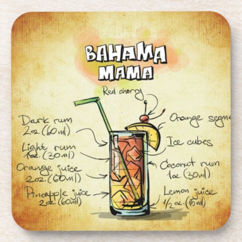 Bahama Mama Bartender Drink Recipe Coaster