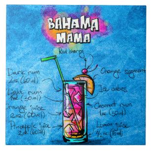 Bahama Mama Cocktail 6" x 6" Ceramic Photo Tile