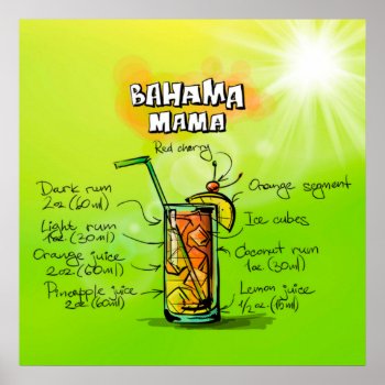 Bahama Mama Cocktail Poster by GiftStation at Zazzle