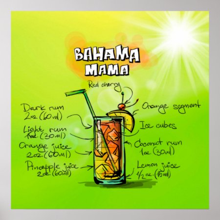 Bahama Mama Cocktail Poster