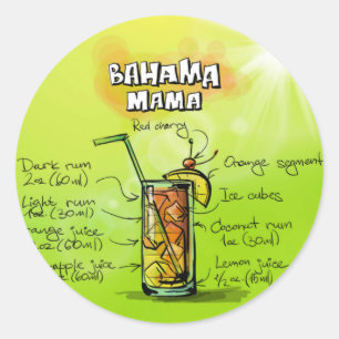 Bahama Mama Cocktail Recipe Classic Round Sticker