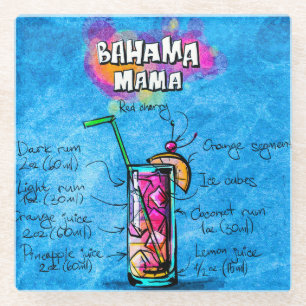 Bahama Mama Cocktail Recipe Glass Coaster