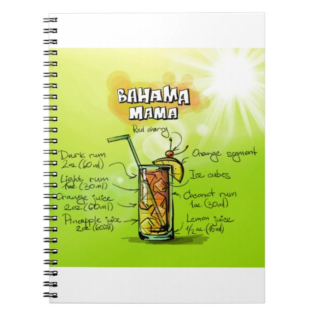 Bahama Mama Cocktail Recipe Notebook (Front)