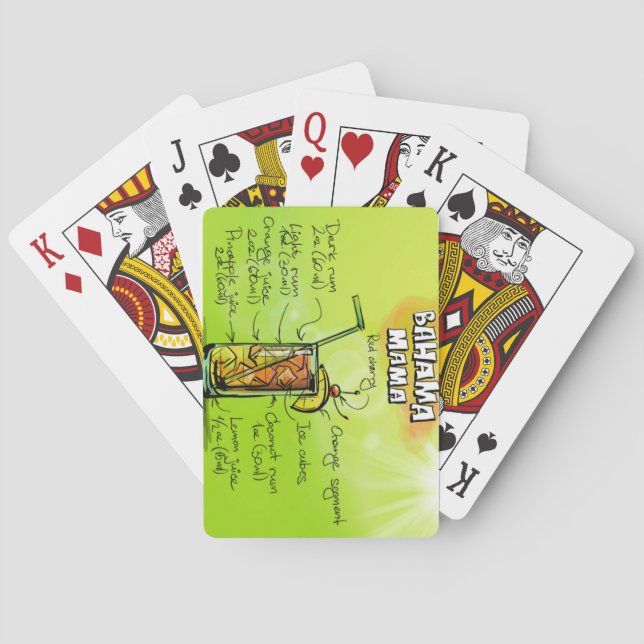 Bahama Mama Cocktail Recipe Poker Cards (Back)