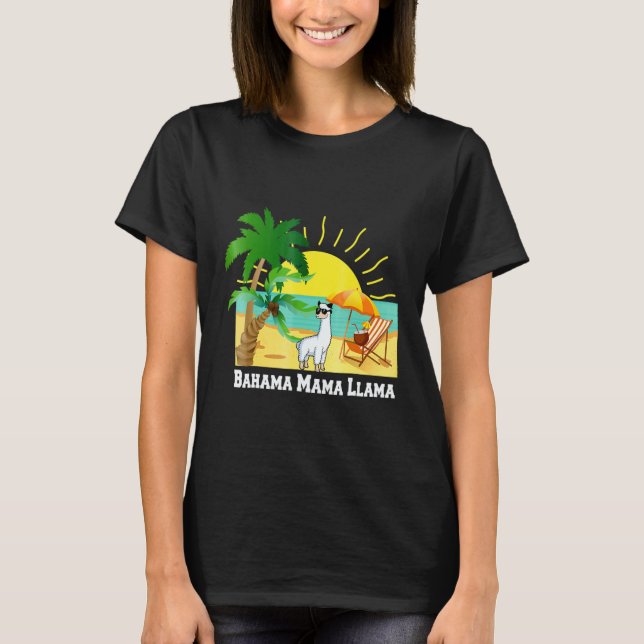 Bahama Mama Llama Vacation Beach Tee Sunglasses an (Front)