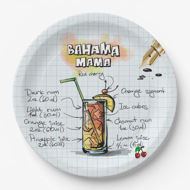 Bahama Mama-Paper Texture Design Paper Plate (Front)
