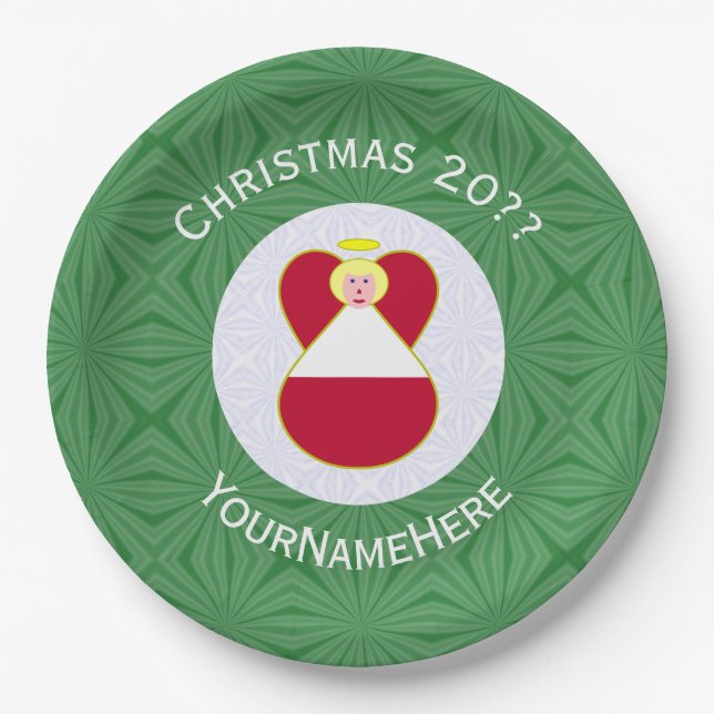 Bahaman Flag Angel Christmas Party Paper Plates (Front)