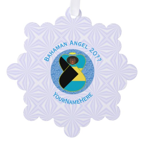 Bahaman Flag Black Angel Personalized Ornament Card