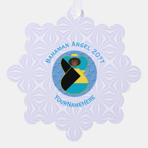 Bahaman Flag Black Angel Personalized Ornament Card