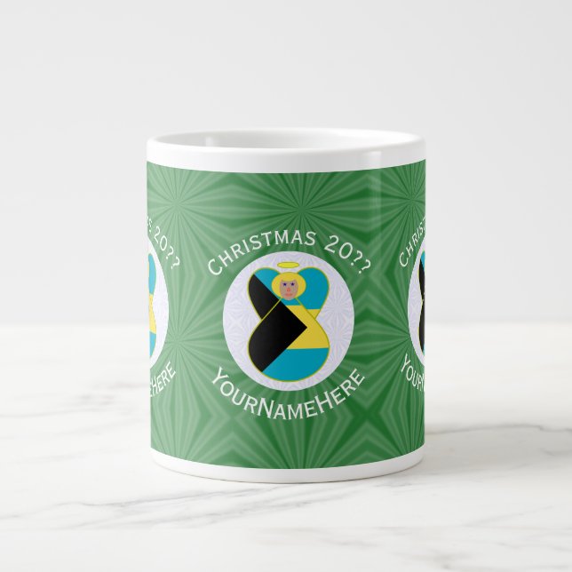 Bahaman Flag Blonde Angel Christmas Personalized  Giant Coffee Mug (Front)