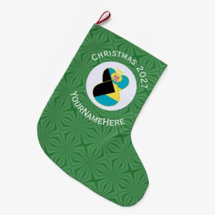 Bahaman Flag Blonde Angel Christmas Personalized  Large Christmas Stocking