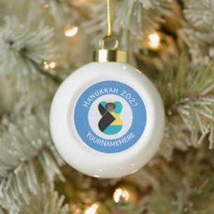 Bahaman Flag Dark Angel Hanukkah Personalized Ceramic Ball Christmas Ornament