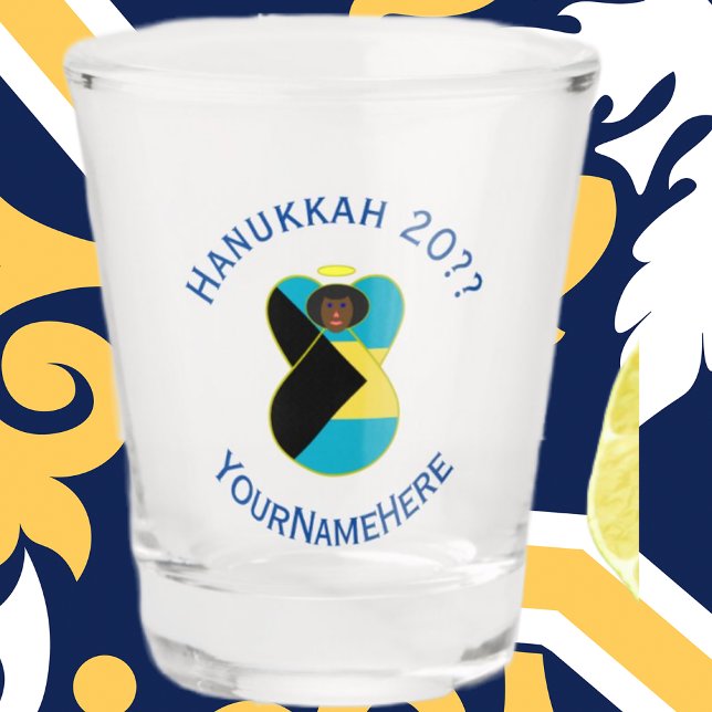 Bahaman Flag Dark Angel Hanukkah Personalized  Shot Glass (Creator Uploaded)