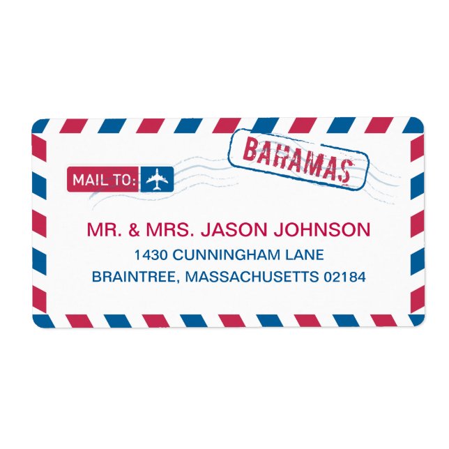 Bahamas Airmail Address Mailing Label (Front)