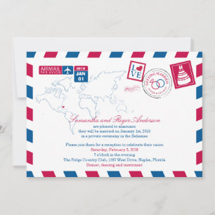 Bahamas Airmail Post Wedding Reception Invitation
