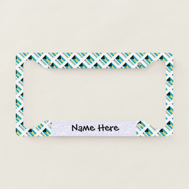 Bahamas and Bahaman Flag Tiled Personalized  License Plate Frame (Front)