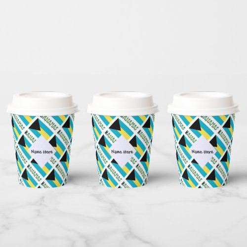 Bahamas and Bahaman Flag Tiled with Your Name Paper Cups