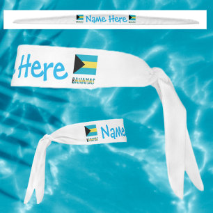 Bahamas and Bahamian Flag Blue Personalized Tie Headband