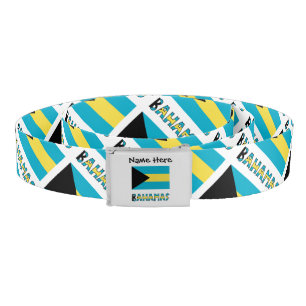 Bahamas and Bahamian Flag Personalized Belt