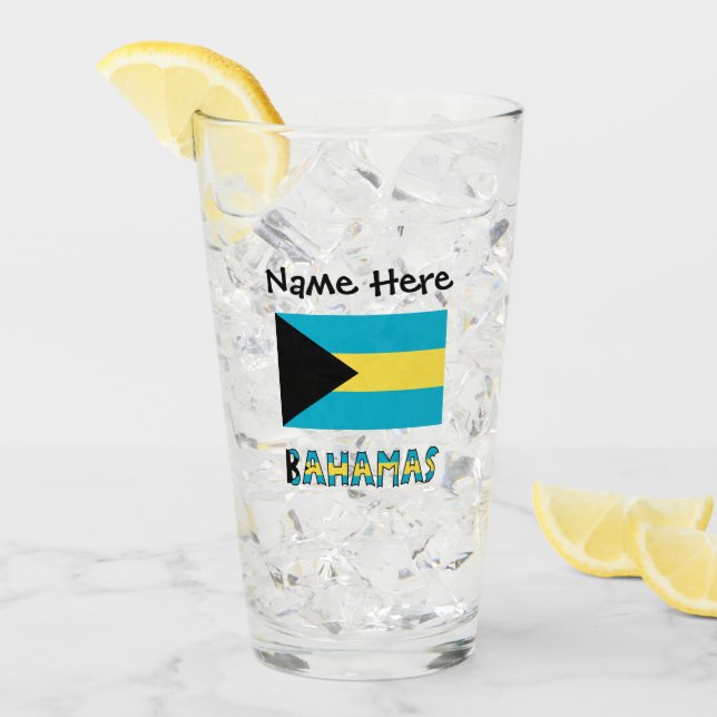 Bahamas and Bahamian Flag Personalized  Glass (Front Ice)