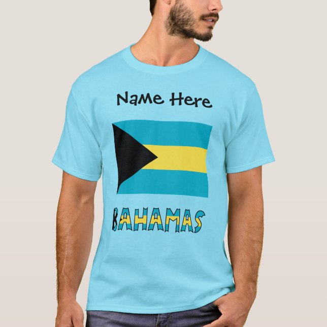 Bahamas and Bahamian Flag Personalized Men's  T-Shirt (Front)