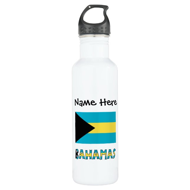 Bahamas and Bahamian Flag with Your Name Stainless Steel Water Bottle (Front)